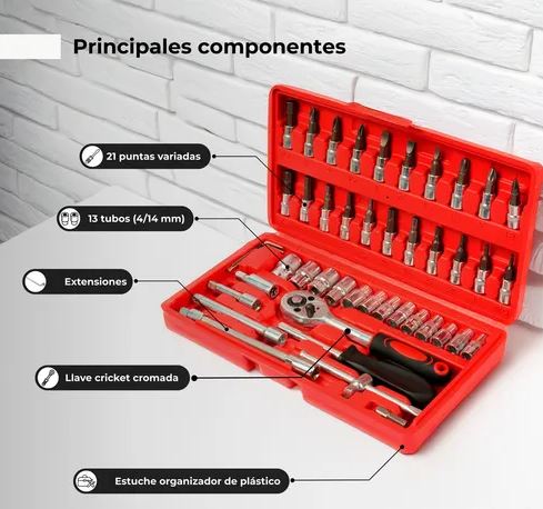 ToolMaster Pro 46 piezas:🧰🔧💪 Juego de Llaves de Vaso en Acero de Vanadio